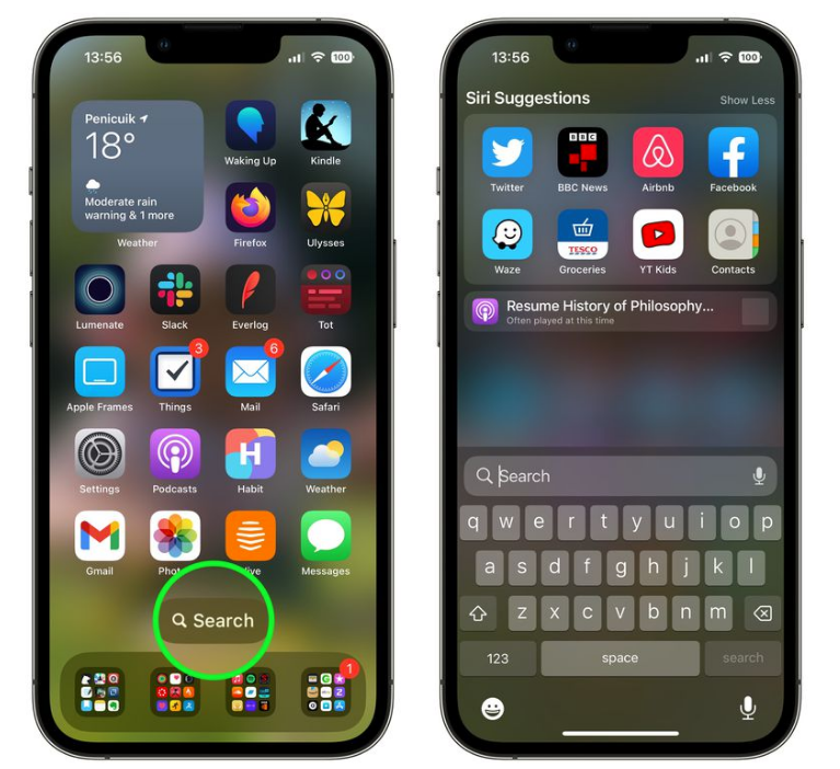东湖苹果手机维修分享升级到 iOS 16 后，如何删除主屏幕上的搜索按钮 