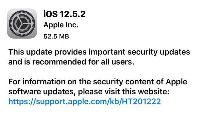 东湖苹果手机维修分享iOS12.5.2发布，建议所有老苹果用户安装 